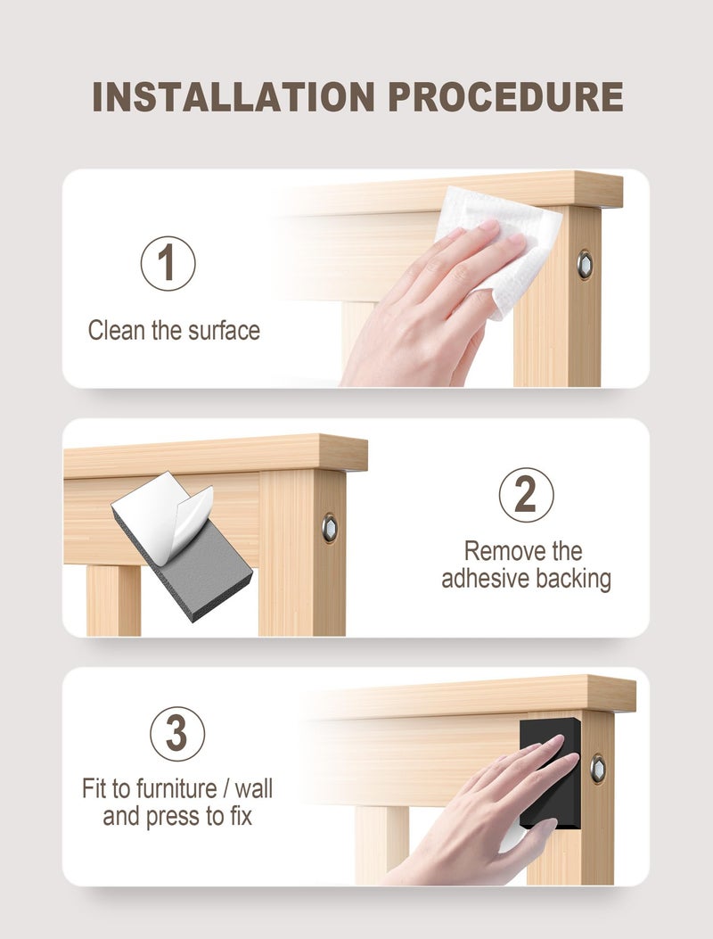 SARDVISA Furniture Wall Protector, 8Pcs(0.71" Thick) + 12Pcs(0.12" Thick) EVA Foam Headboard Stoppers for Wall, Bed Stoppers for Headboard, Bed Frame & Wall Guards, Black Headboard Bumper - Image 5
