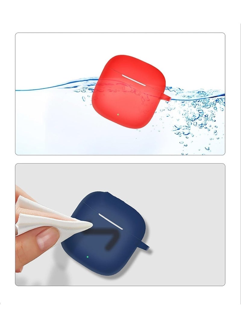 أكاليكس جراب سيليكون لسماعات هواوي فري بودز SE 2، مقاوم للصدمات، مقاوم للسقوط، مقاوم للغبار، مزود بإضاءة LED مرئية، غطاء واقٍ مع سلسلة مفاتيح، متوافق مع سماعات هواوي فري بودز SE 2 إصدار 2023 | أزرق داكن - Image 3