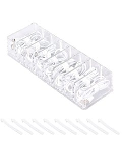 KASTWAVE صندوق إدارة الكابلات البلاستيكي مع 10 روابط سلكية منظم سلك الطاقة الشفاف مع 8 حجرات منظم إلكترونيات للاستخدام المكتبي والمنزلي ملحقات التخزين لوازم القرطاسية  - Image 1
