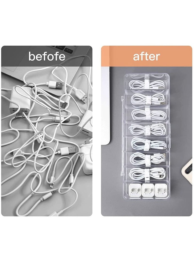 KASTWAVE Plastic Cable Management Box with 10 Wire Ties Clear Power Cord Organizer with 8 Compartments Electronics Organizer for Office Home Use Desk Accessories Storage for Stationery Supplies - Image 2