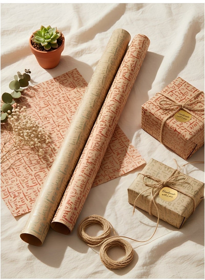 BELANO Gift Wrapping Paper Sheets Set, Kraft Gift Wrap with Ribbon and Tape, Present Packaging Kit for Birthday and Holiday Mixed Designs 10 Pieces - Image 5