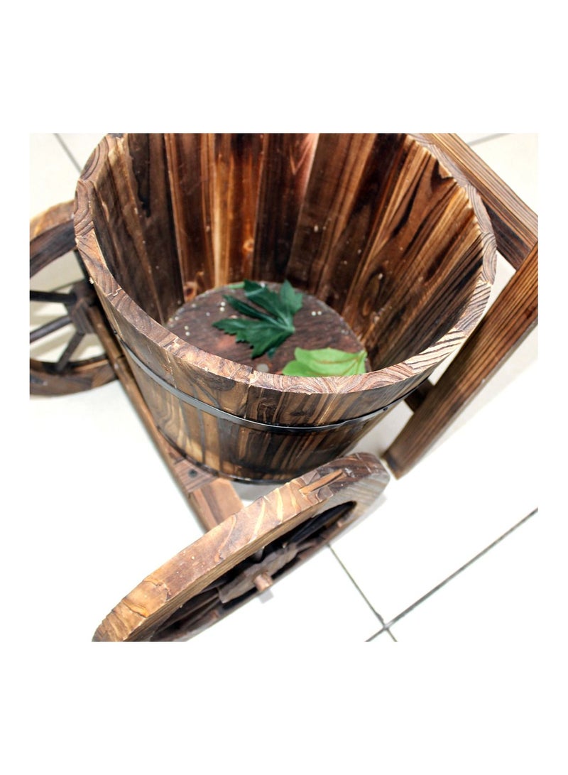 LINGWEI Creative Trolley Design Wooden Garden Flower Pots Container Vase Bucket Plant Decorative Pots Planter - Image 3