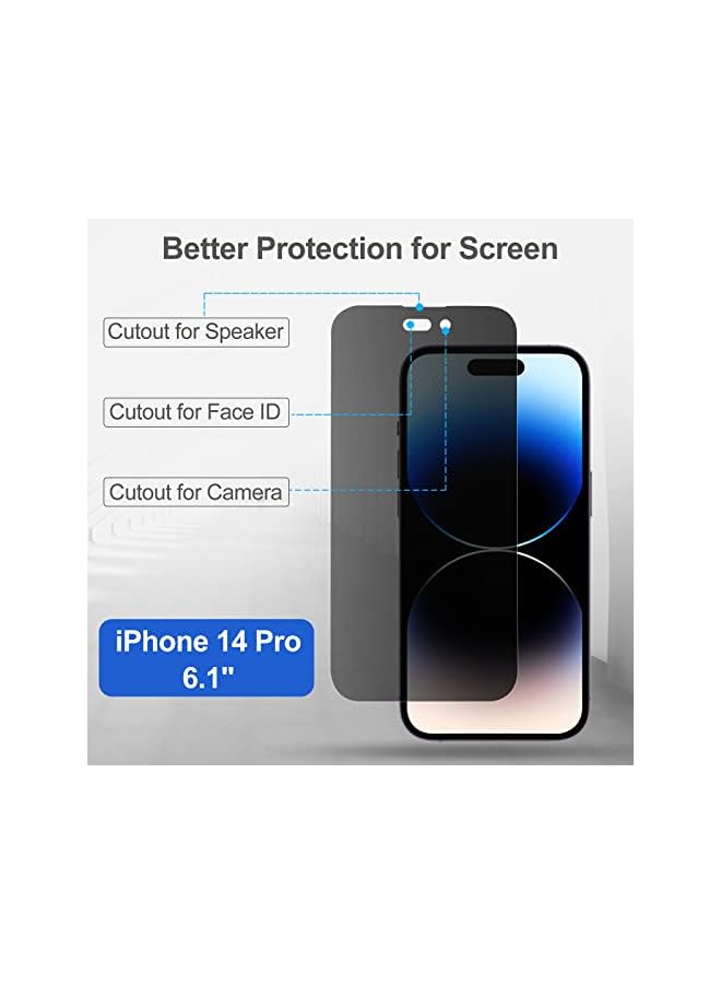Procases (2 Pack) Privacy Screen Protector for iPhone 14 Pro 2022, 9H Anti Spy Dark Tempered Glass Screen Film Guard for iPhone 14 Pro 6.1 Inch 2022, Case Friendly Bubble Free - Image 3