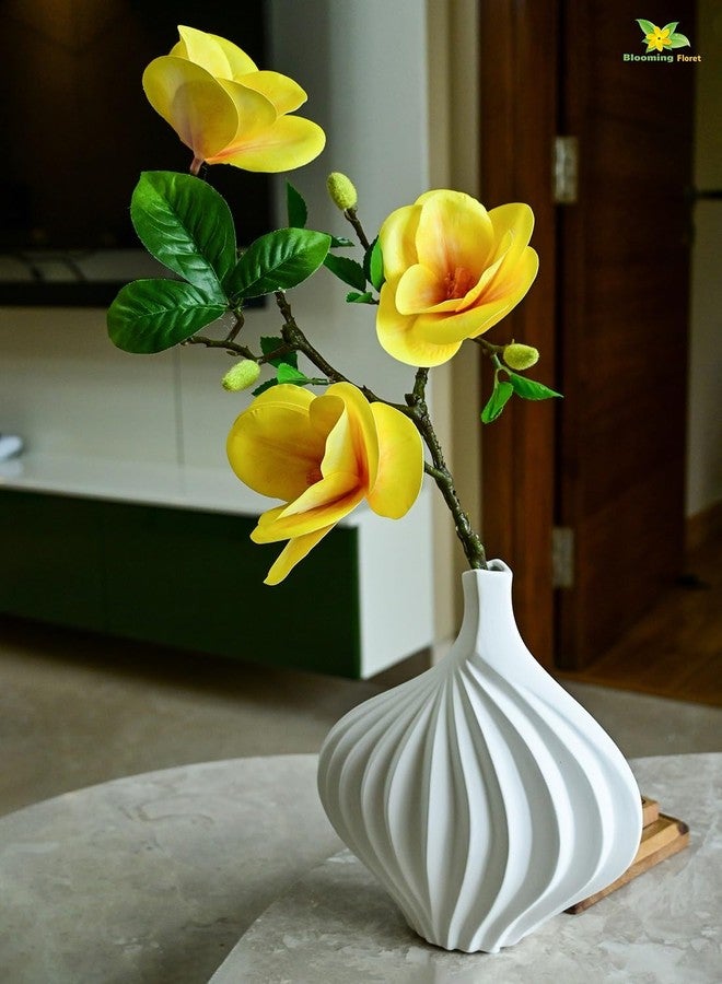 Blooming Floret White Marble Ceramic Vase for Home Decoration | Modern Centerpiece for Flowers | Perfect for Gifting, Living Room, Bedroom, and Office (Large, Chic Curves Ceramic Vase) - Image 5