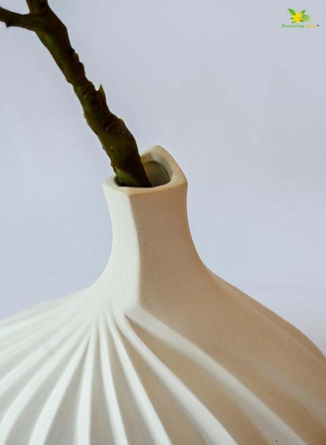 Blooming Floret White Marble Ceramic Vase for Home Decoration | Modern Centerpiece for Flowers | Perfect for Gifting, Living Room, Bedroom, and Office (Large, Chic Curves Ceramic Vase) - Image 3