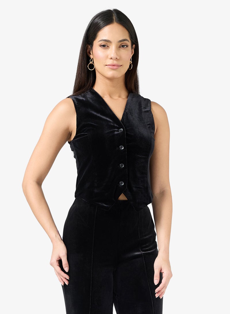 فيرو مودا فيشمنا سترة مخملية بلا أكمام - Image 1