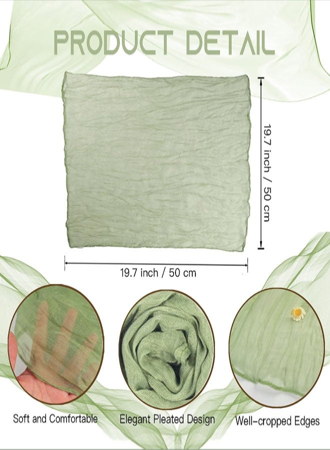 4 قطع مناديل شاش قماشية، 50 × 50 سم مناديل مائدة زخرفية، مناديل شاش قماشية بوهيمية ديكور مائدة عشاء ريفي لحفلات الزفاف والاستقبال وزينة مائدة الطعام وأعياد الميلاد (أخضر) - Image 2