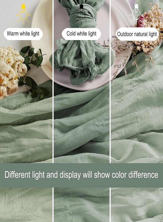 4 قطع مناديل شاش قماشية، 50 × 50 سم مناديل مائدة زخرفية، مناديل شاش قماشية بوهيمية ديكور مائدة عشاء ريفي لحفلات الزفاف والاستقبال وزينة مائدة الطعام وأعياد الميلاد (أخضر) - Image 3