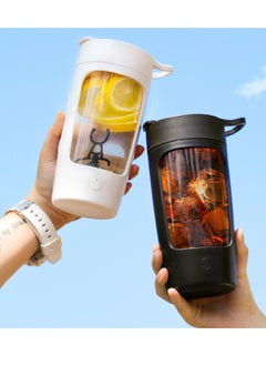 650ml Electric Protein Shaker Cup Auto Juicer Coffee Mixing Mug Shake Mixer Drink Bottle Gym Powder Blender drink bottles with caps (Pink, White)