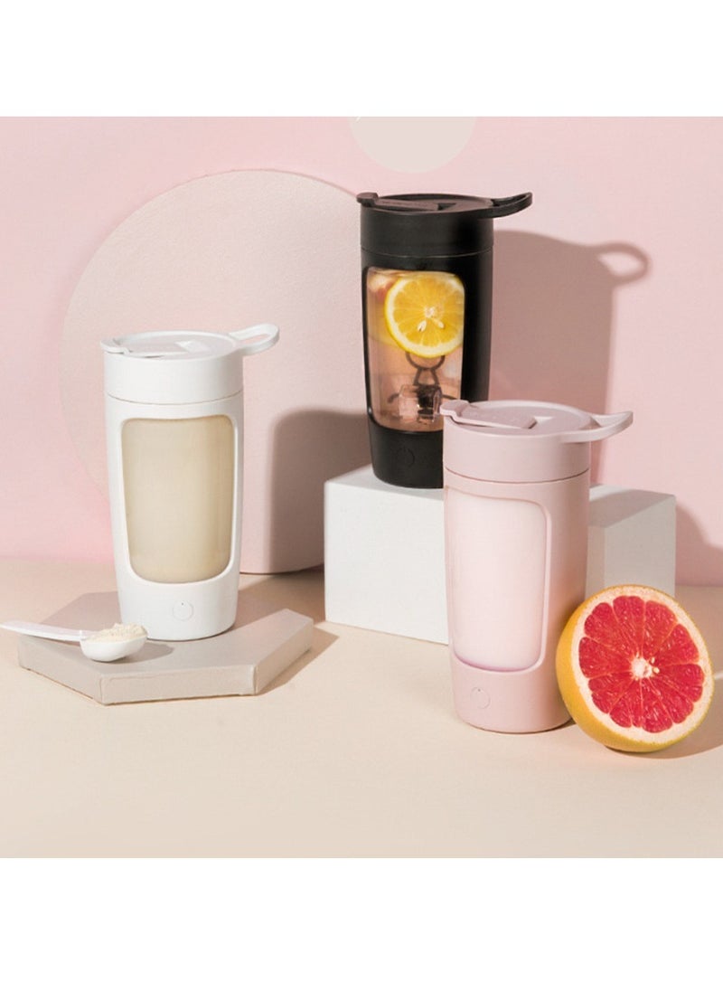 Generic - 650ml Electric Protein Shaker Cup Auto Juicer Coffee Mixing Mug Shake Mixer Drink Bottle Gym Powder Blender drink bottles with caps (Pink, White) - Image 1