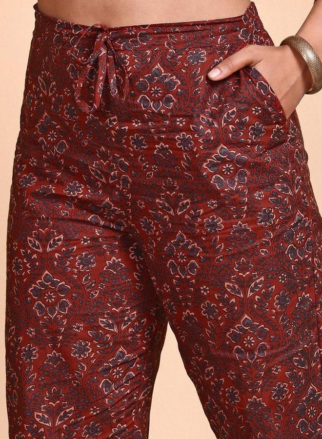 آي شين طقم كورتا قطنية بطبعة زهور مع بنطلون وشال إيشين - Image 3