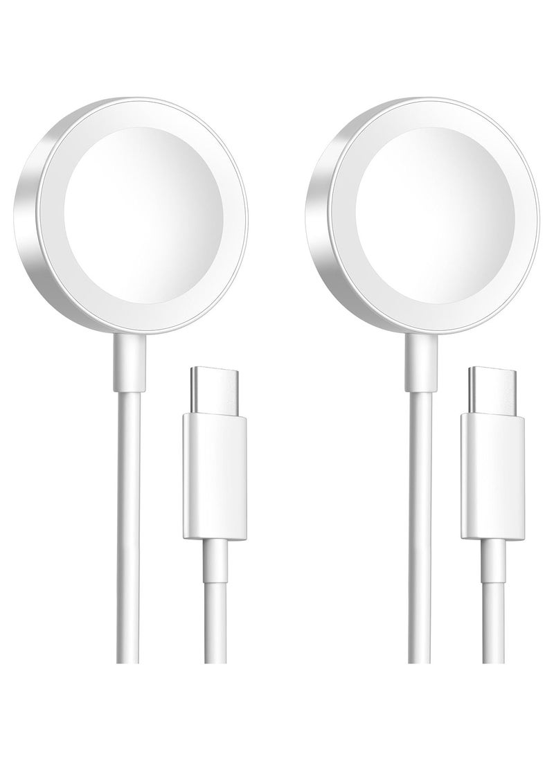 2Pack Fast Charging USB C Watch Charger Cord Compatible for Apple Watch, Magnetic Watch Charging Cable Compatible for Watch Series 10/9/8/7/Ultra/Ultra2/SE2/6/5/4/3/2/1/SE1, Type C Cord, 1M