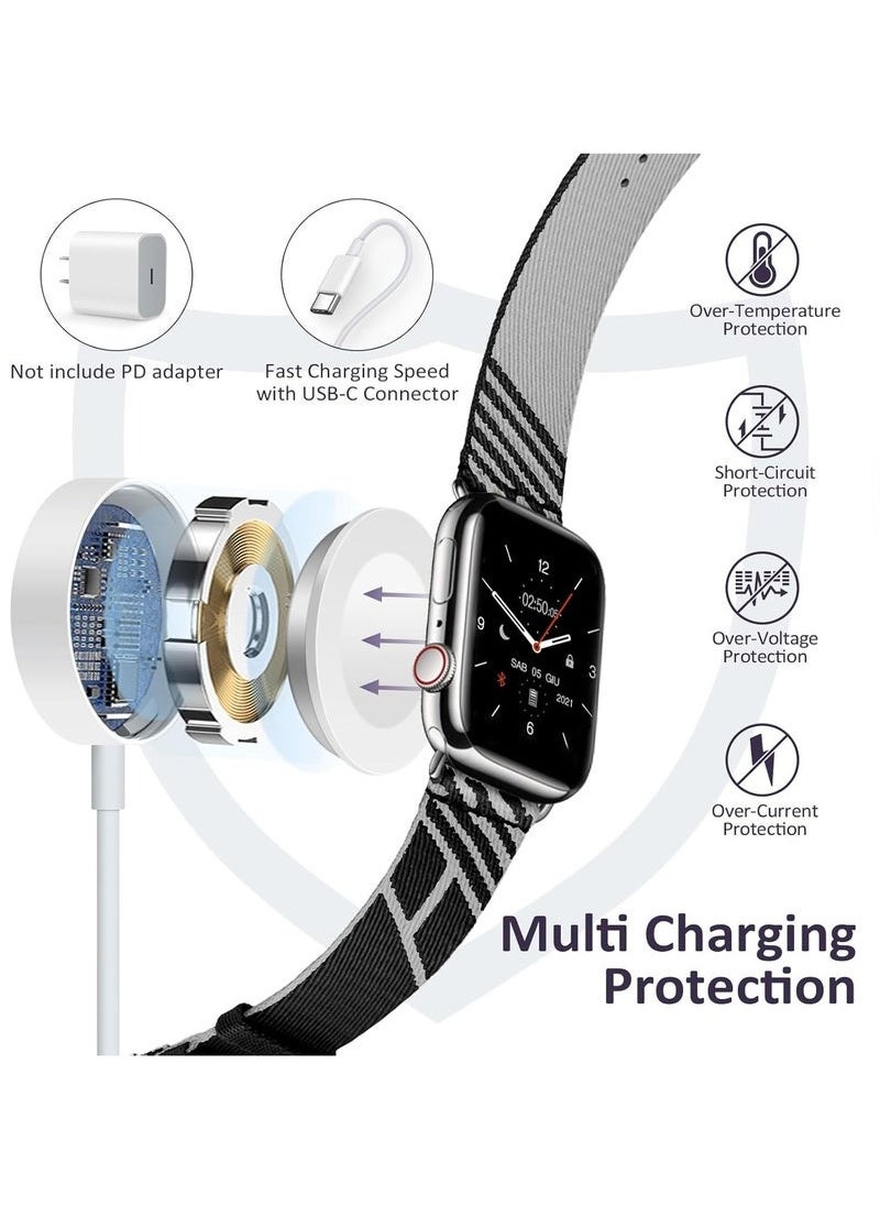 2Pack Fast Charging USB C Watch Charger Cord Compatible for Apple Watch, Magnetic Watch Charging Cable Compatible for Watch Series 10/9/8/7/Ultra/Ultra2/SE2/6/5/4/3/2/1/SE1, Type C Cord, 1M