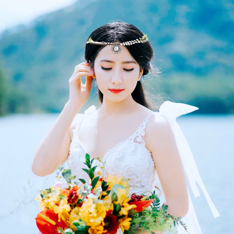 Rhinestone Simulation Leaf Piece Bride Headpiece Fairy Headband Party Hair Accessory - Image 3
