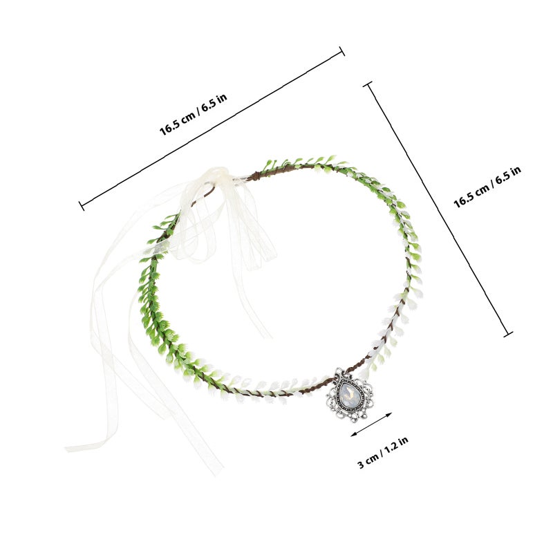 Rhinestone Simulation Leaf Piece Bride Headpiece Fairy Headband Party Hair Accessory - Image 2