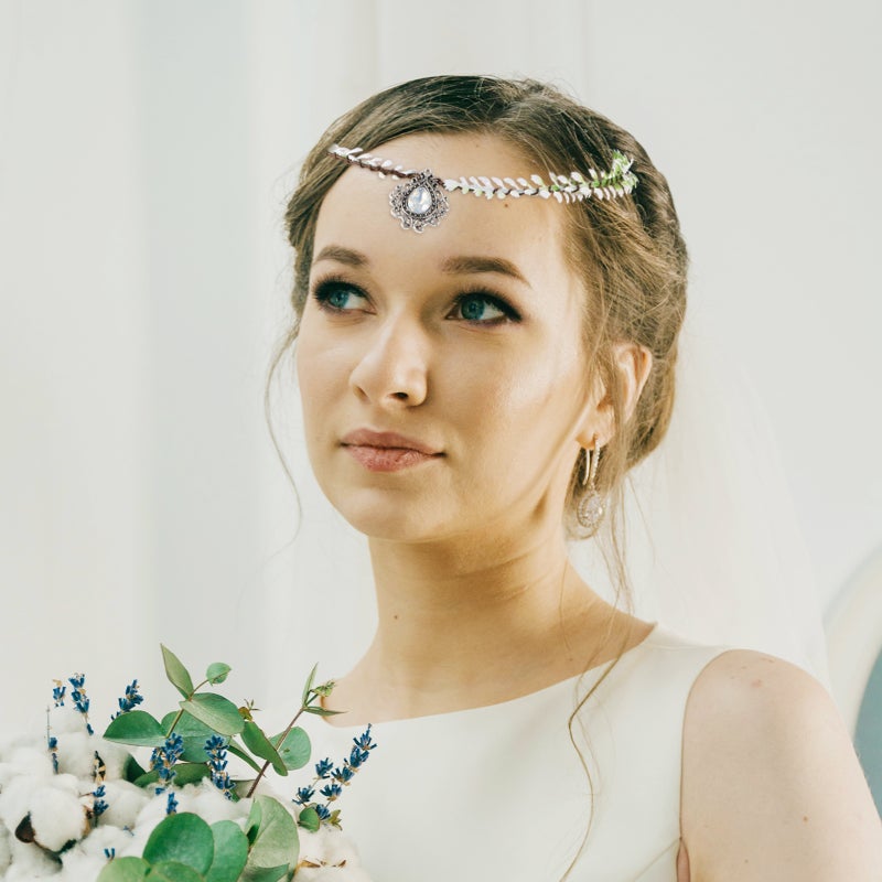 Rhinestone Simulation Leaf Piece Bride Headpiece Fairy Headband Party Hair Accessory - Image 4