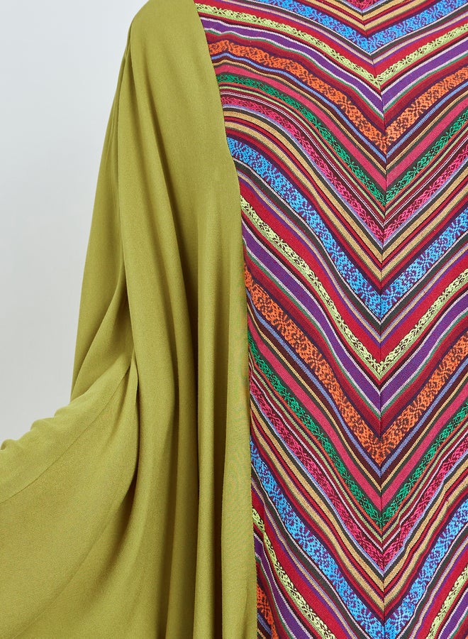 Take Two Green Batwing Sleeves Patterned Kaftan - Image 4