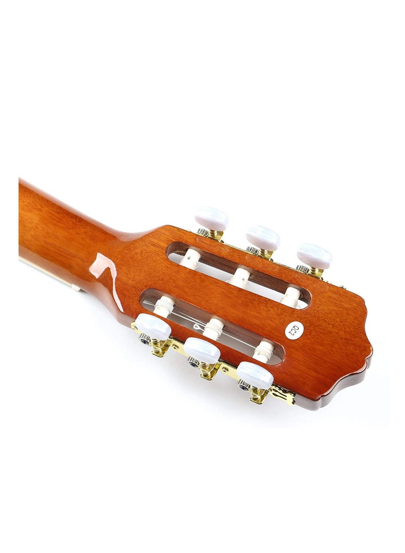 Mike Music Mike Music Full Size Nylon-String Classical Guitar with Bag Free Bag/Capo/A Pack of Extra Strings/Picks (39C, Brown) - Image 5