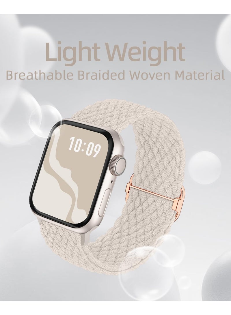4pcs Braided Stretchy Solo Loop Compatible for Apple Watch Band 38mm 40mm 41mm 42mm for Women Men, Nylon Elastic Straps Wristbands for iWatch Series 10 9 8 7 6 SE 5 4 3 2 Ultra Ultra 2 - Image 3