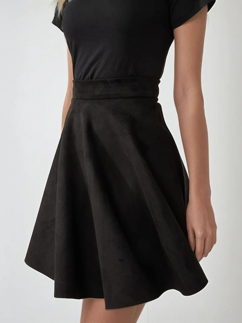 HICCUP Elegant High Waist Suede Mini Skirt