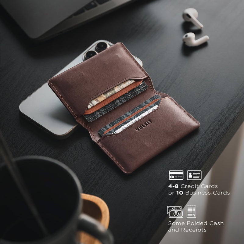 VULKIT Slim Minimalist Card Holder RFID Blocking Leather Credit Card Holder Front Pocket Wallet Magnetic Closure - Image 3