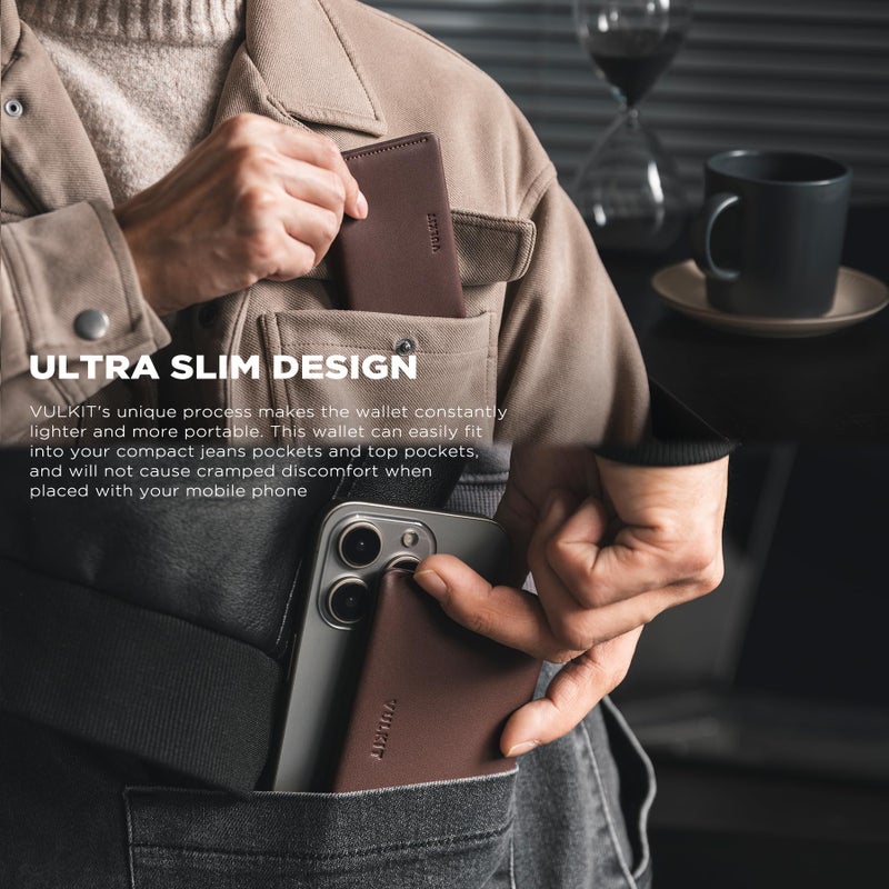 VULKIT Slim Minimalist Card Holder RFID Blocking Leather Credit Card Holder Front Pocket Wallet Magnetic Closure - Image 2