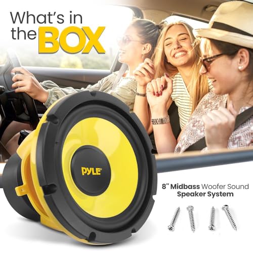 Pyle Car Midbass Speaker System - Pro 8 Inch 400 Watt 4 Ohm Auto Mid-Bass Component Poly Woofer Audio Sound Speakers For Car Stereo w/ 40 Oz Magnet, 50Hz-5KHz Frequency, 3.58” Mount Depth - PLG81 - Image 2
