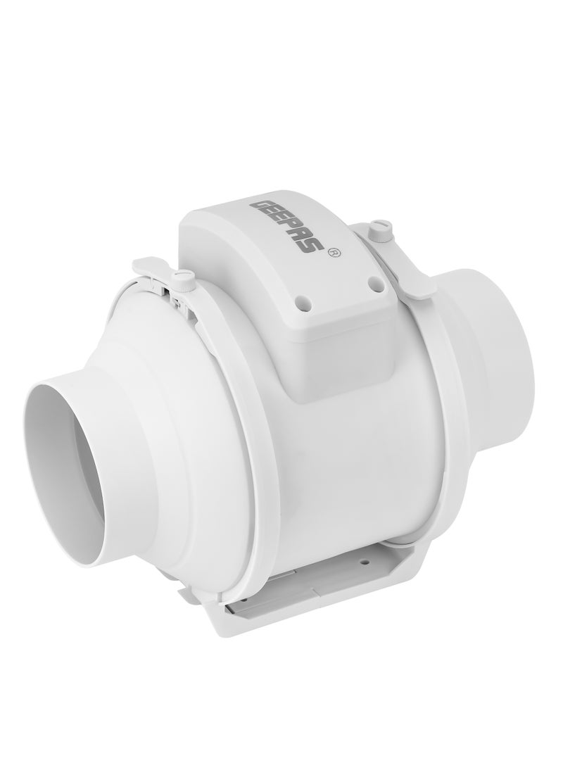 GEEPAS 4” In Line Exhaust Fan With 2 Speed, 23W Power, Low Noise, 2660rpm Speed, Installed In Loft Or Roof Space, Overrun Timer Adjustable From 2-30 Minutes, 130CFM Airflow, Rust Free 23 W GF21191 White - Image 3