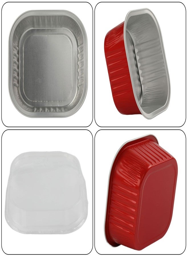 BAKINGPAK Baking Cups With Lids, 30PCS 10oz Square Mini Cake Pans With Lids Disposable Cupcake Containers Individual Cake Pans with Lids Mini Aluminum Pans with Lids for Christmas Party Birthday, Red - Image 3