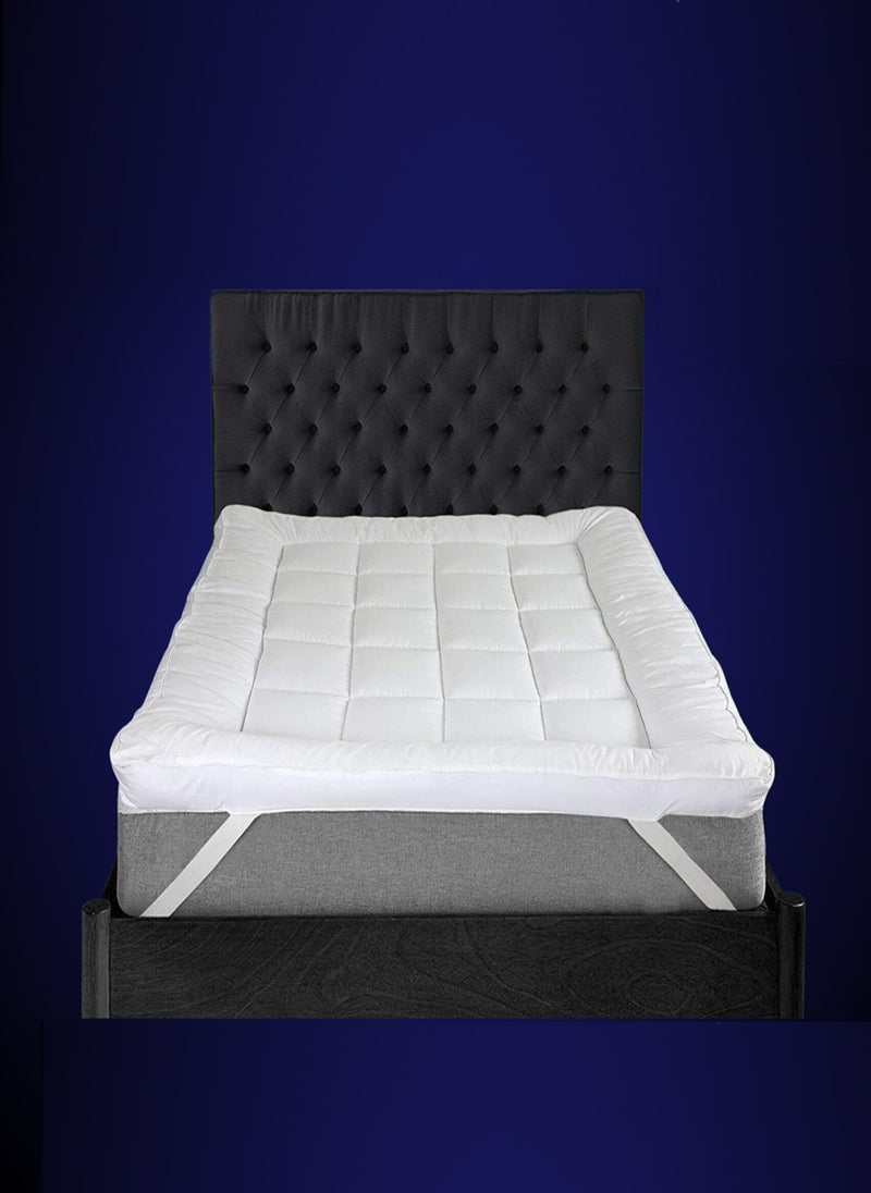 Blueberry Mattress Topper Comfortable Cotton Fabric With Microfiber Filling Box Stiched Design 6cm Thick 120x200cm  - Image 1