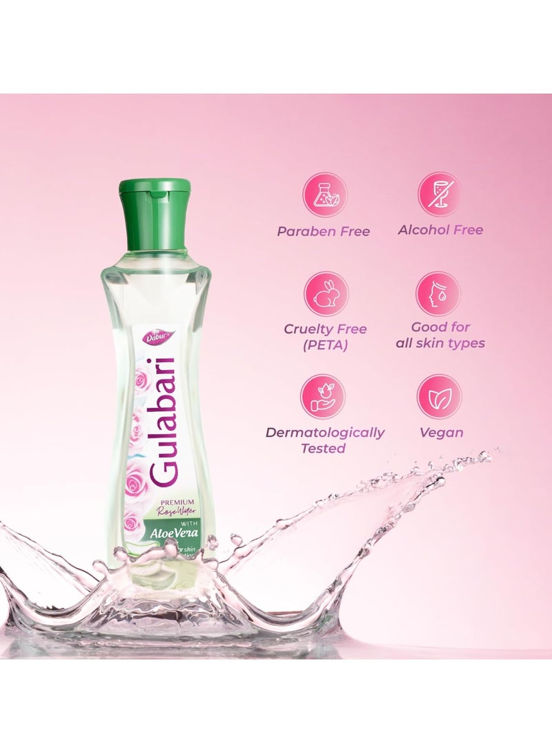 دابر جولاباري ماء الورد الفاخر مع الصبار - 400 مل | ترطيب البشرة حتى 8 ساعات | ينظف البشرة ويوحد لونها ويرطبها | لجميع أنواع البشرة - Image 4