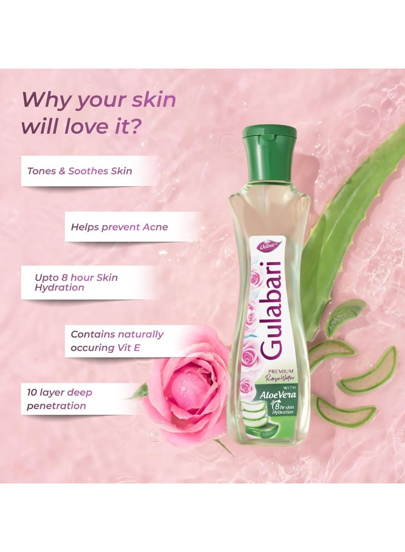 دابر جولاباري ماء الورد الفاخر مع الصبار - 400 مل | ترطيب البشرة حتى 8 ساعات | ينظف البشرة ويوحد لونها ويرطبها | لجميع أنواع البشرة - Image 3
