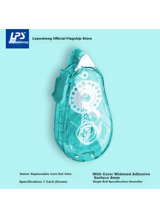 LPS شريط لاصق مزدوج الجوانب Lps، لاصق منقط، قابل لإعادة التعبئة، لتدوين الطلاب، نواة قابلة للتبديل، شريط تصحيح، تثبيت قوي، التصاق عالي، لاصق على شكل نقطة، 218 أخضر - Image 1