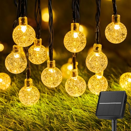 Brightown Solar String Lights Outdoor 60 LED 36FT with 8 Lighting Modes, Waterproof Solar Powered Crystal Globe Patio Lights for Garden Yard Porch Wedding Party Decor (Warm White) - Image 1
