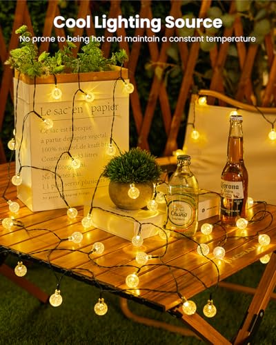 Brightown Solar String Lights Outdoor 60 LED 36FT with 8 Lighting Modes, Waterproof Solar Powered Crystal Globe Patio Lights for Garden Yard Porch Wedding Party Decor (Warm White) - Image 4