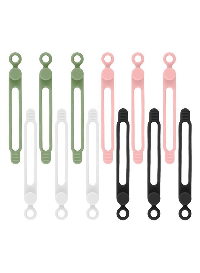 anpiwshjo 12Pcs Silicone Cable Ties, Reusable Cable Ties Management Organizer, Cord Wraps for Charging Cords, Multicolor Cable Straps, Cable Ties for Charging Cords, Computer Headphone Cable Cord Ties Reusable - Image 1