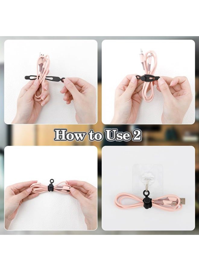 anpiwshjo 12Pcs Silicone Cable Ties, Reusable Cable Ties Management Organizer, Cord Wraps for Charging Cords, Multicolor Cable Straps, Cable Ties for Charging Cords, Computer Headphone Cable Cord Ties Reusable - Image 4