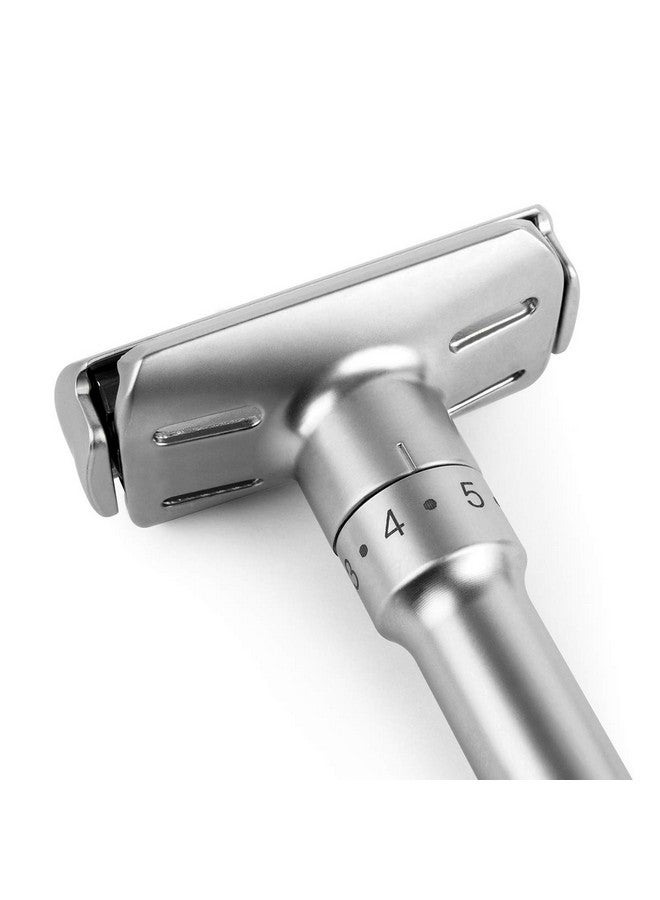 QSHAVE Adjustable Double Edge Classic Safety Razor (1 Razor & 5 pcs Titanium Coated Blades) - Image 4