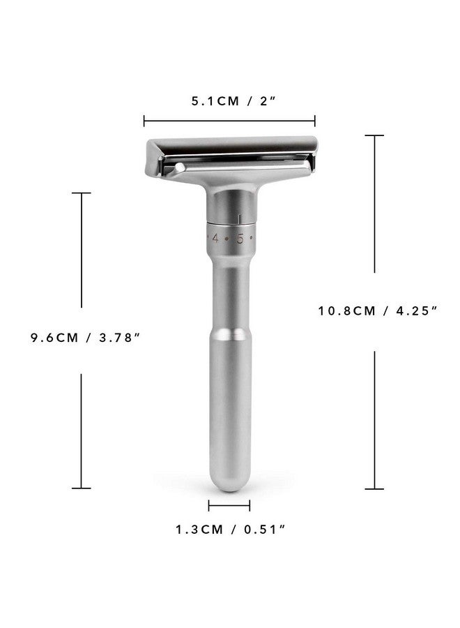 QSHAVE Adjustable Double Edge Classic Safety Razor (1 Razor & 5 pcs Titanium Coated Blades) - Image 2