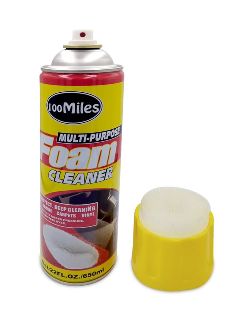 100Miles Combo Offer - Buy 2PC Multi Purpose Foam Cleaner 650ml Upholstery Carpet Seat Fabric Dashboard Door Panel Interior Cleaner Deep Cleaning Foam for Car Home Office Sofa Mattress Rug Vinyl Trim Stain Care Surface Care Brush Top Applicator Formula . - Image 3