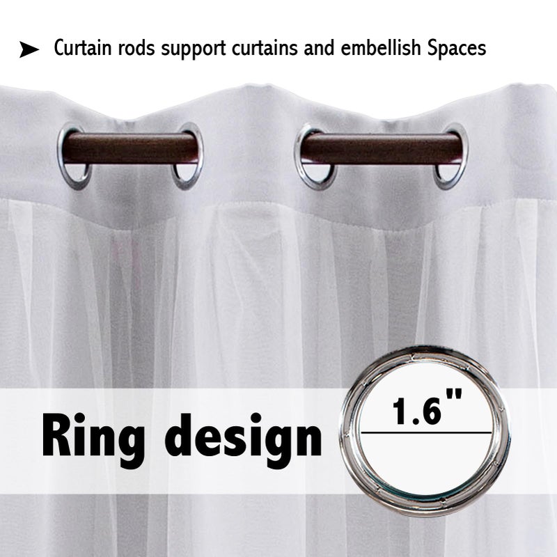 indistar Home Blackout Curtains Double Layer Solid Sheer Grommet Top Window Curtain Panel Pair, 52Wx63L,Greyish White - Image 4