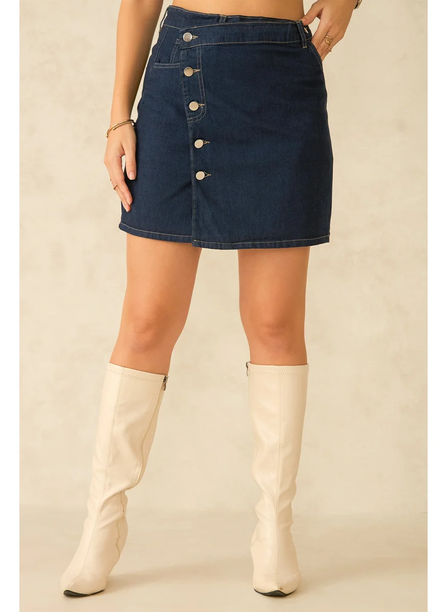 فيرجيو Virgio Mae Dark Blue Wrap Mini Skirt