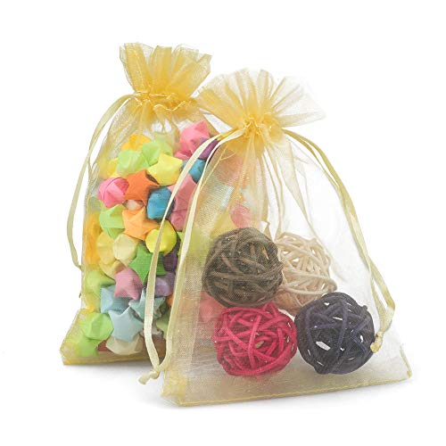 G2PLUS Organza Bags 4×6 Inches, 100PCS Gold Organza Gift Bags with Drawstring, Sheer Mesh Jewelry Pouches, Sheer Candy Bag for Christmas, Wedding Party Favors - Image 4