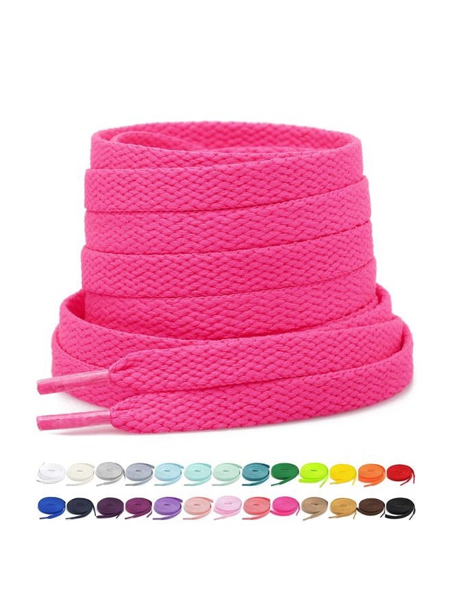 Stepace [2 Pairs Flat Shoe Laces for Sneakers 5/16" Width 30"-72" Length 26 Color Shoelaces Hot Pink 36"(91 cm), Hot Pink, 36" inches (91 cm) - Image 1