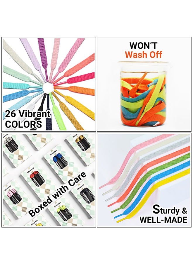 Stepace [2 Pairs Flat Shoe Laces for Sneakers 5/16" Width 30"-72" Length 26 Color Shoelaces Hot Pink 36"(91 cm), Hot Pink, 36" inches (91 cm) - Image 5