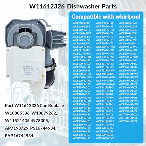 TEPU W11612326 Dishwasher Circulation Pump Compatible With whirlpool kenmore Dishwasher Water Drain Pump Replacement W11521435 W10805386 W10879262 4978305 Easy Install Fix Leaking Noisy - Image 3