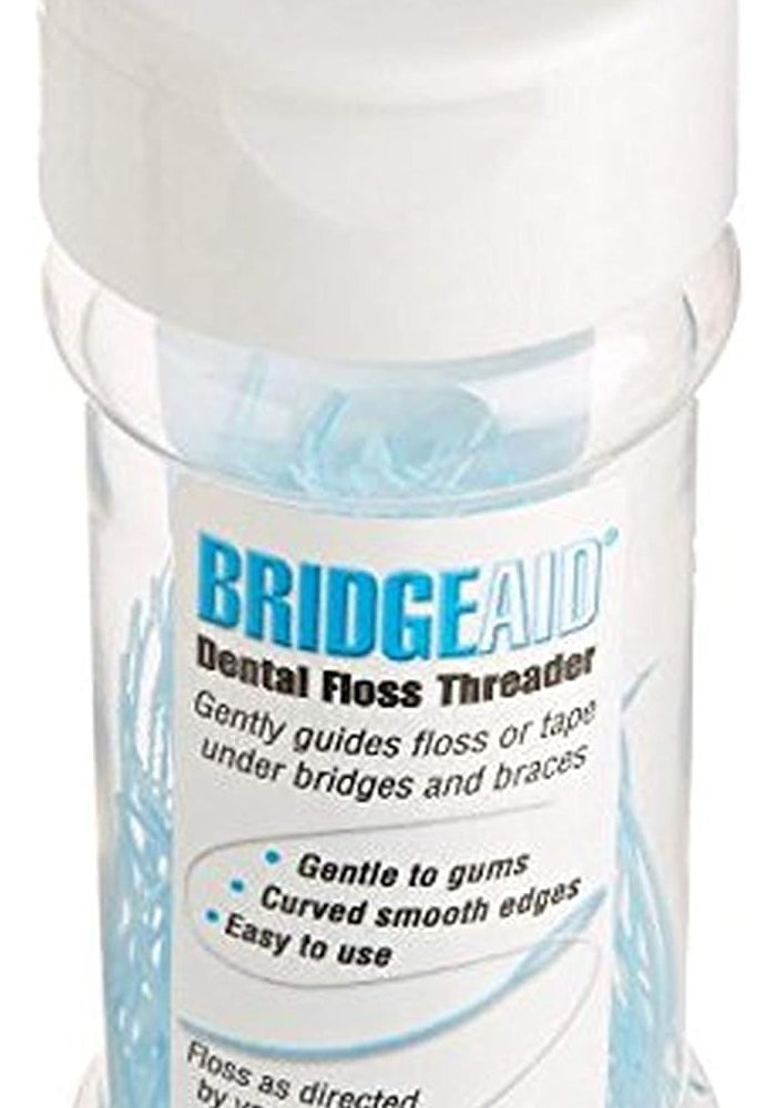 BridgeAid Dental Floss Threader Bottle - 150 Pre-Cut Threaders for Bridges and Braces