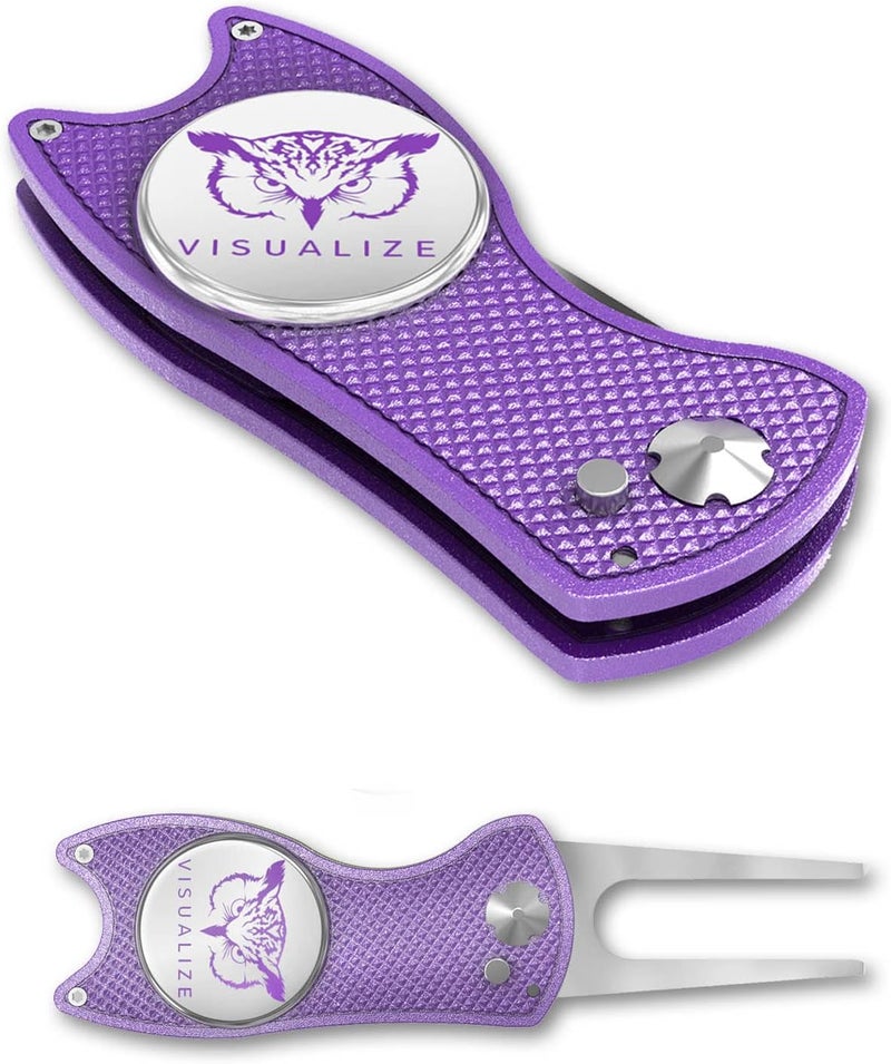 VISUALIZE Store Elite Switchblade Golf Divot Repair Tool Set with Ball Marker - Sturdy Anodized Aluminum - Perfect Golf Accessory Gift - Image 1