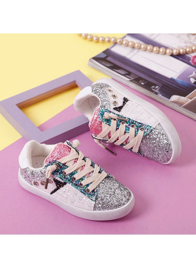 Nariele أحذية النجمة القذرة الصغيرة ذات الترتر الملون الجديد