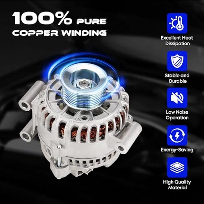 SEHNSUCHT Alternator Replacement New Compatible with F-350 Super Duty 6.0L 2005-2007, for F-250 Super Duty 6.0L 2005-2007, 12V, CW, 135Amp, IR/IF, Replace for 5C3T-10300-BA, 5C3Z-10346-BA, 6C3T-10300-BA - Image 5